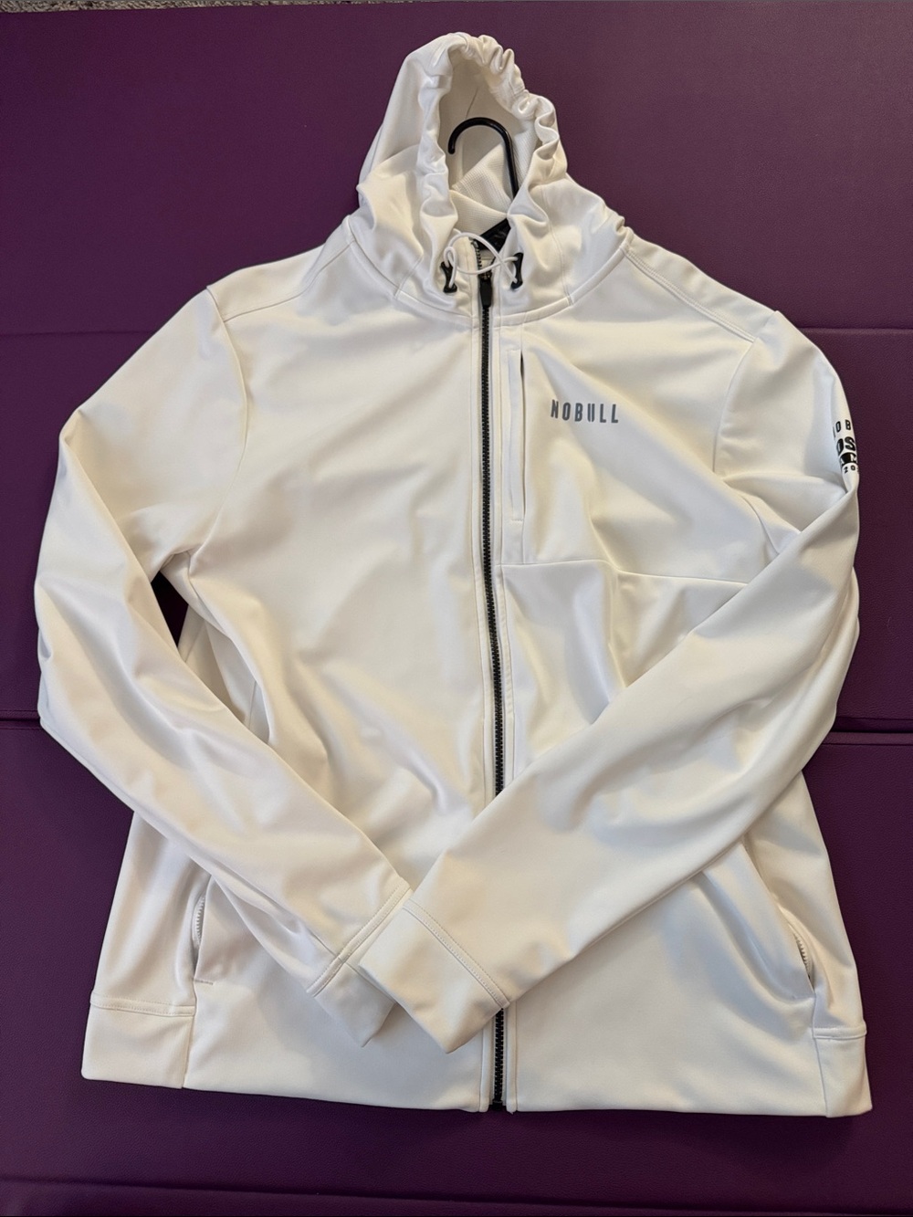 NOBULL White Full-Zip Hooded Performance Jacket
